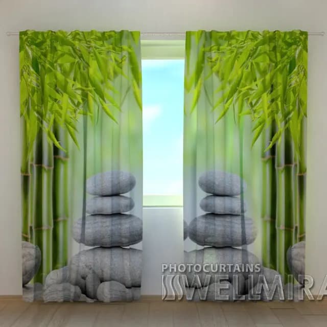 3D-gardin Bambu och stenar 2