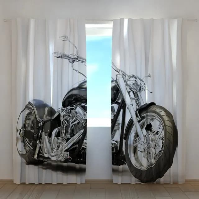 Fotogardin Svart motorcykel