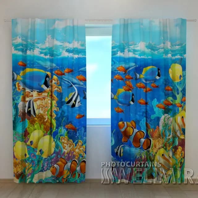 3D-gardin Ljusa fiskar