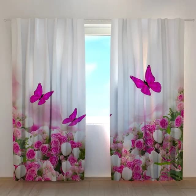 3D Gardin Karmosinröda fjärilar och blommor