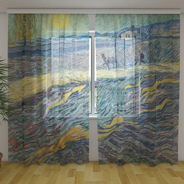 Fotogardin Inhägnat fält med plöjare Vincent van Gogh