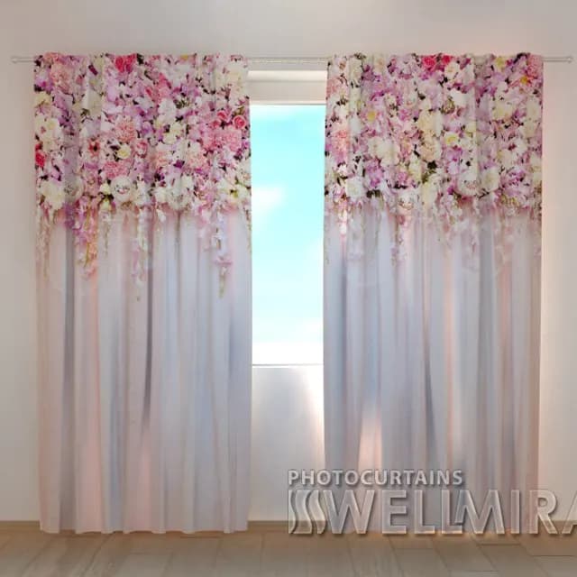 Fotogardin Blomsterlambrekänger Rosa skönhet