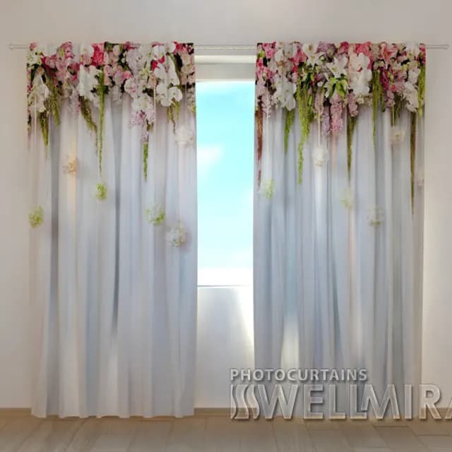 Fotogardin Blomsterlambrekänger Rosetter