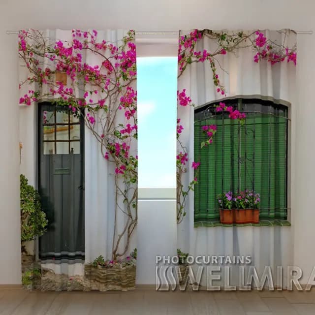 3D-gardin Blommor på fönstret