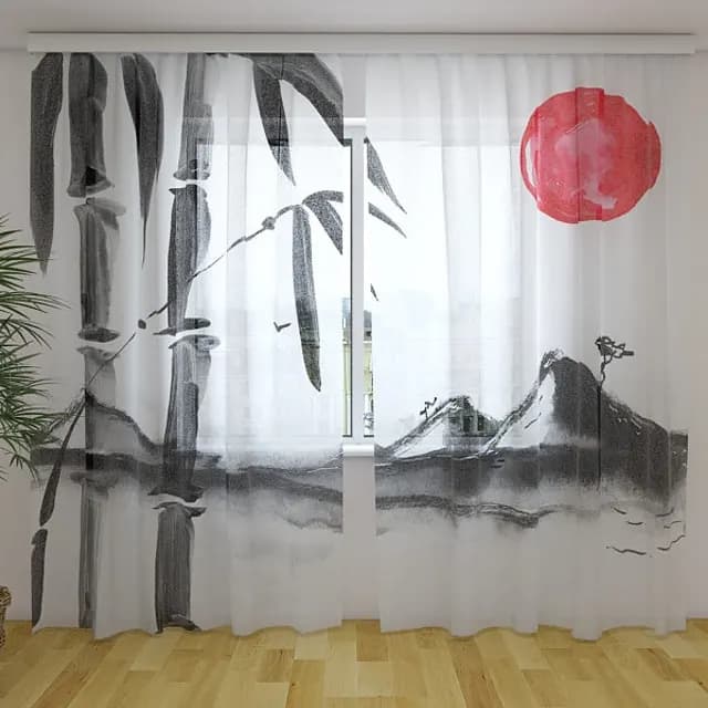 Fotogardin Vacker japansk akvarell