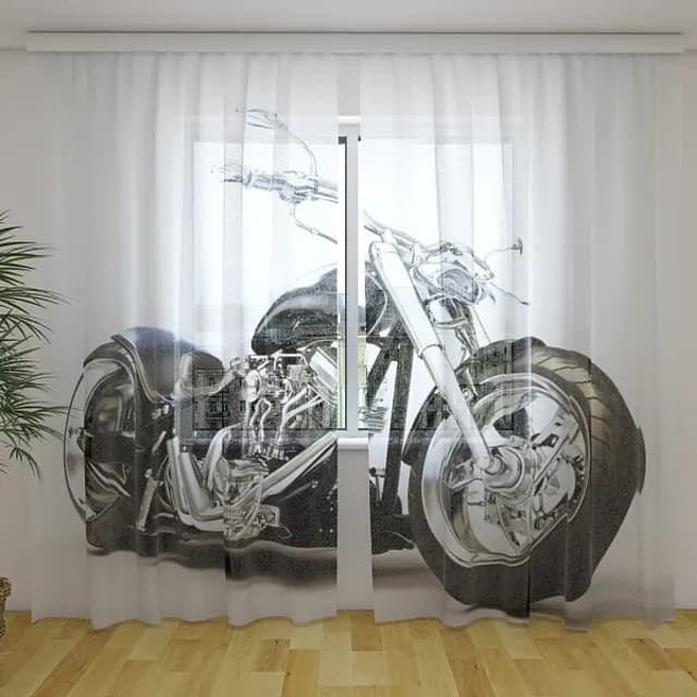 Fotogardin Svart motorcykel