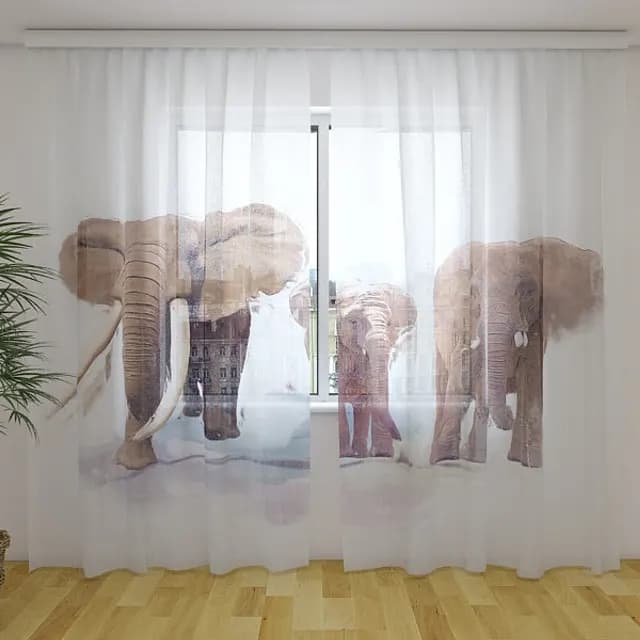 Fotogardin Elefantfamilj