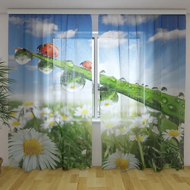 3D-gardin Nyckelpigor i prästkragar