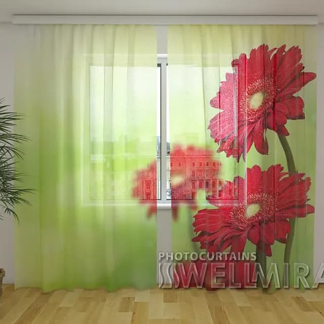 Fotogardin Röda gerberor