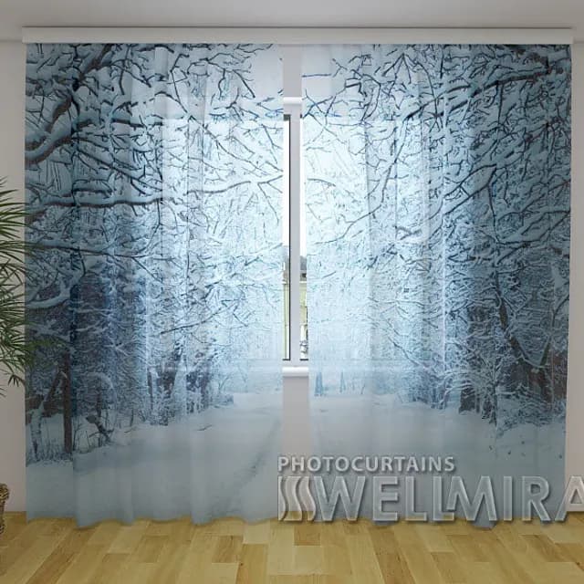 3D-gardin Snöig kväll