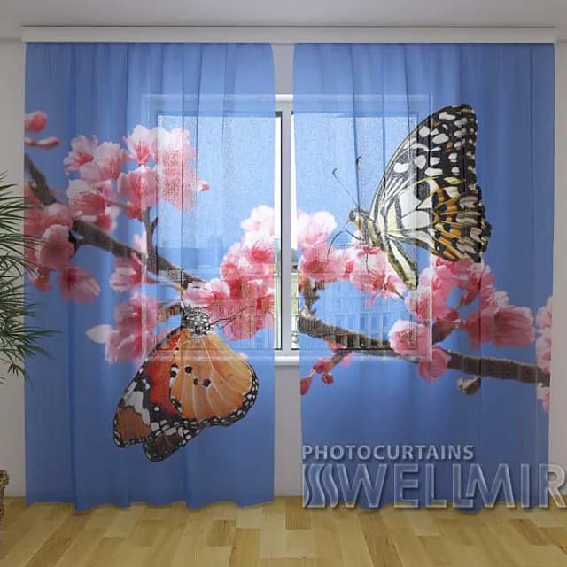3D-gardin Två fjärilar