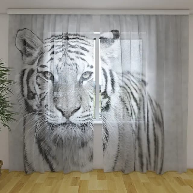 3D-gardin Vit tiger