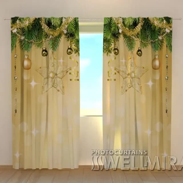3D-gardin Gyllene glans