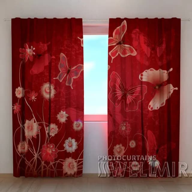 3D Gardin Röda fjärilar