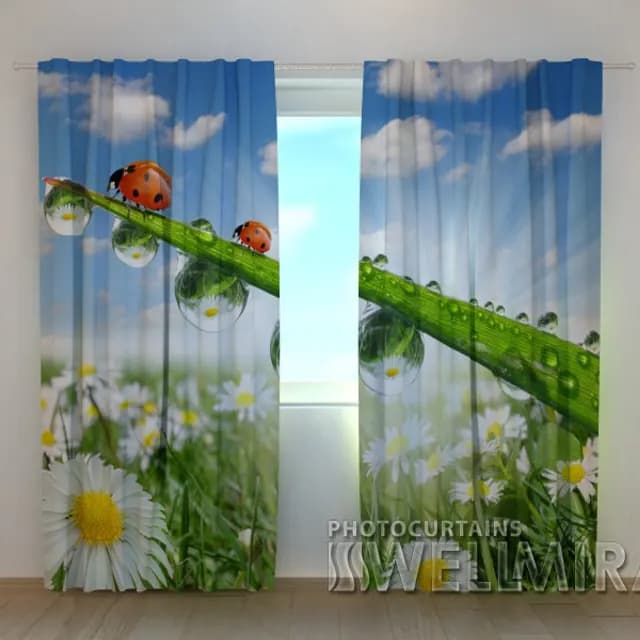 3D-gardin Nyckelpigor i prästkragar