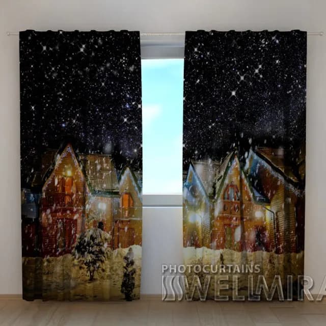 3D-gardin Snöig natt