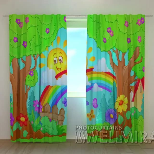 3D-gardin Sol och regnbåge