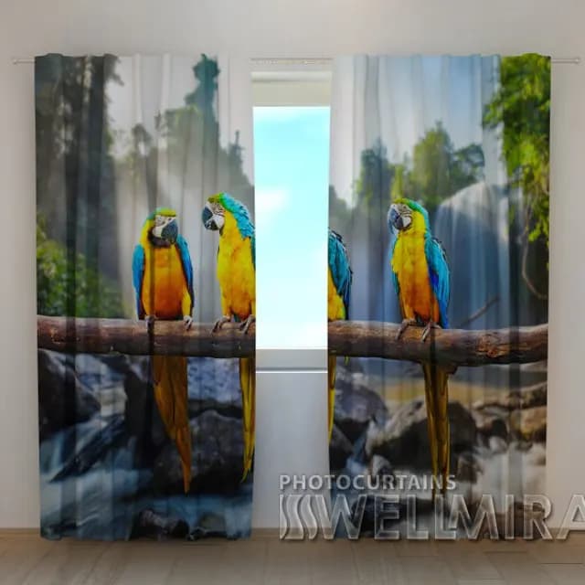 3D-gardin Tre papegojor