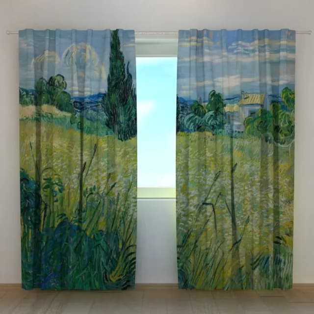 Fotogardin Grönt vetefält med cypress Vincent van Gogh