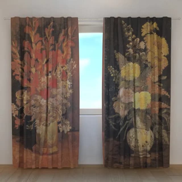 Fotogardin Vas med astrar, salvia och andra blommor Vincent van Gogh