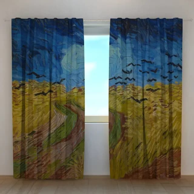 Fotogardin Vetefält med kråkor Vincent van Gogh