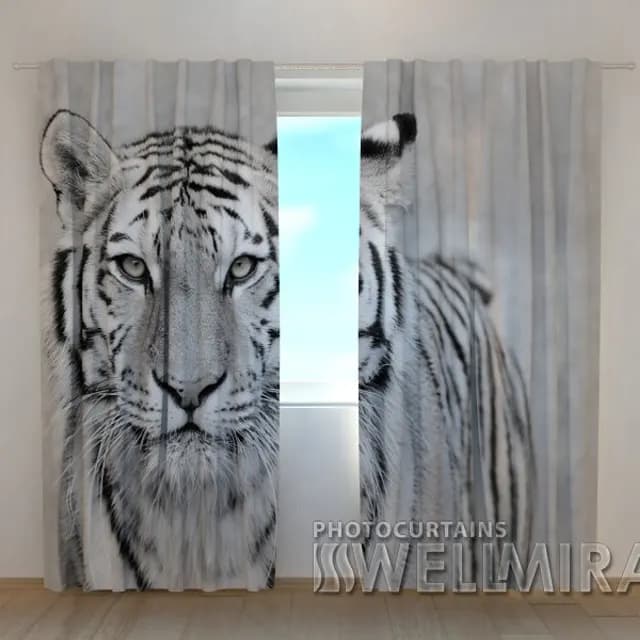 3D-gardin Vit tiger