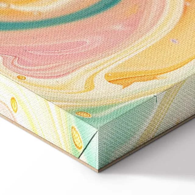 Canvas Print - Colorful Chaos - dynamic shapes in shades of pink, yellow, and blue