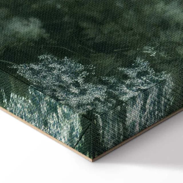 Canvas Print - Retro Landscape Grove Trees and Pond in Patinated Shades of Green