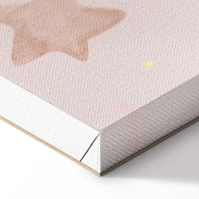 Canvas Print - Joyful Sky - Yellow Cheerful Stars with a Rainbow Against the Phases of the Moon in a Light Beige Sky Hue