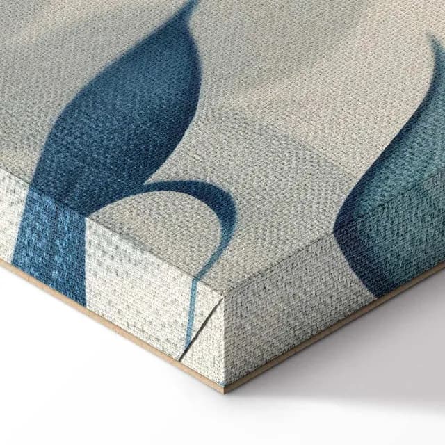 Canvas Print - Leaves in Blue Color Delicate Botanical Motif